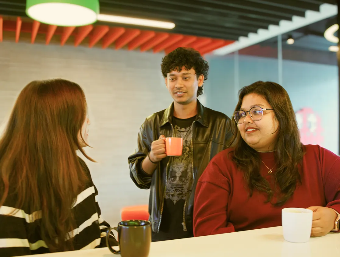 group discussion over coffee